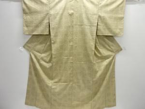 格子に花模様織り出し西陣お召着物